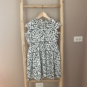 Entro Abstract Dot Print High Neck Peplum Blouse